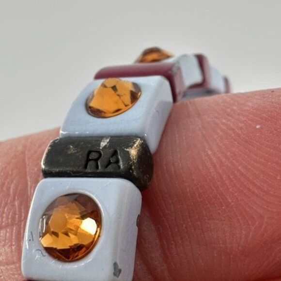 Roxanne Assoulin Womens Enamel Swarovski Crystal Stretch Bracelet Light blue Red - Picture 3 of 12